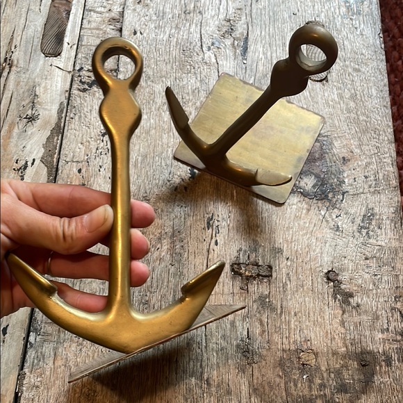 Vintage solid anchor brass bookends - Picture 1 of 2
